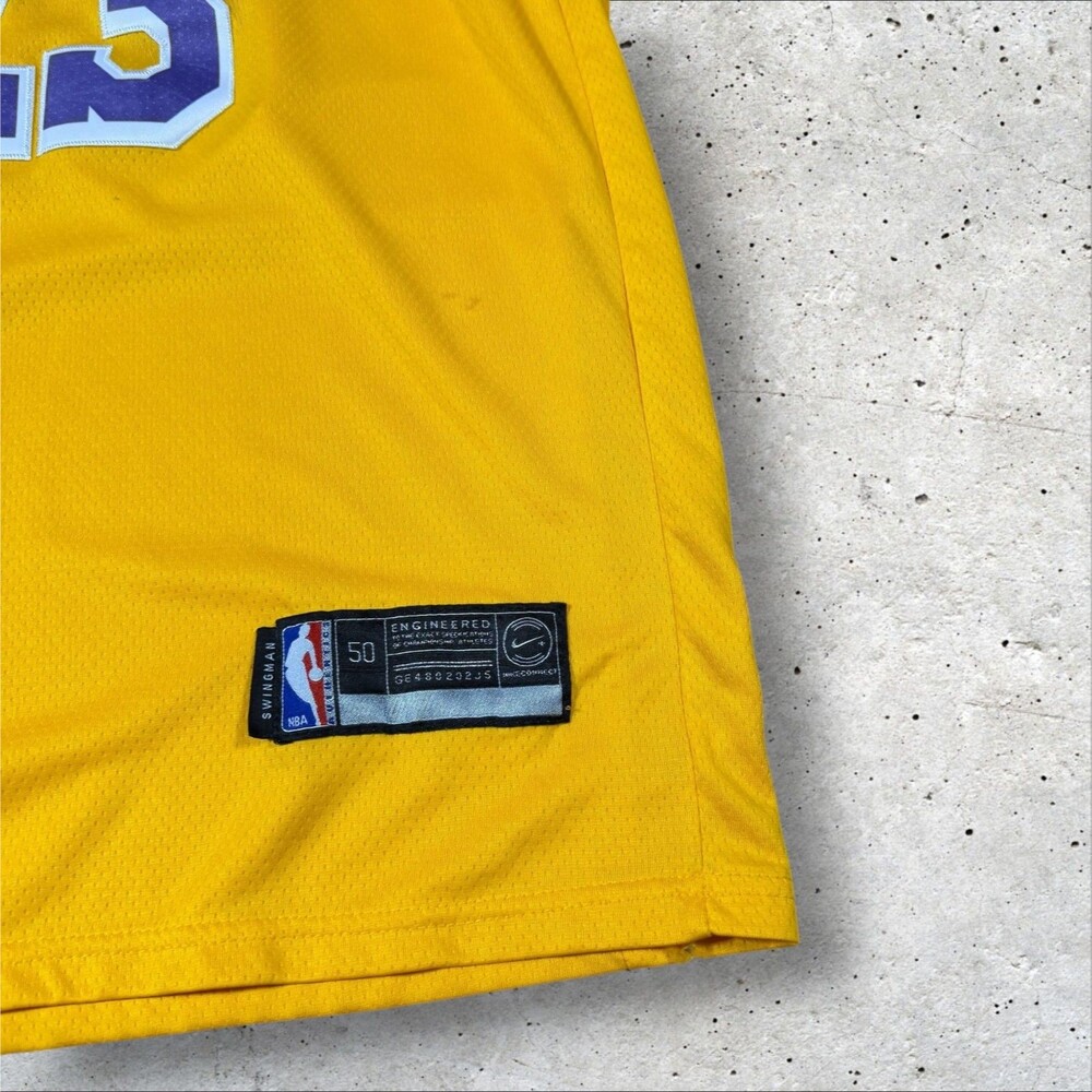 LeBron James Los Angeles Lakers Jersey Mens 50 Large Swingman Gold Wish NBA - Picture 6 of 9